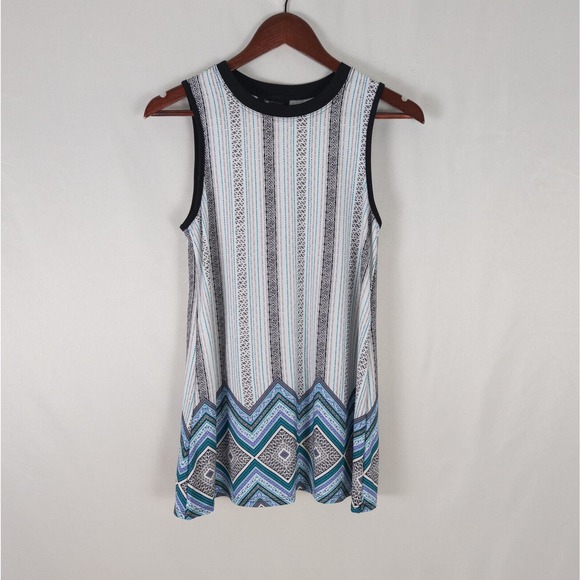 AB Studio Shirt Womens Small Tank Top Multicolored Contrast Striped Southwestern - Picture 1 of 7
